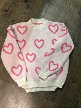Amazon Pink Heart Crewneck Sweater